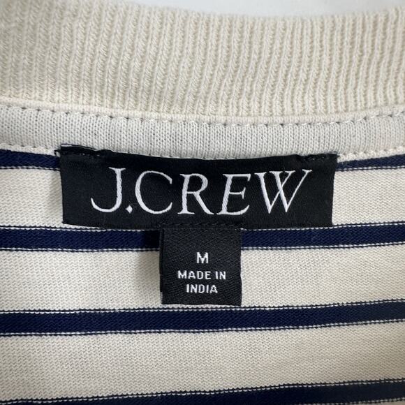 J. Crew Structured Muscle T-shirt Womens Size M Stripe Mariner Cotton Cream Navy - Picture 6 of 9